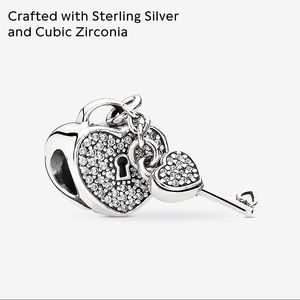 Retired Pandora Pave Padlock Heart & Key Charm